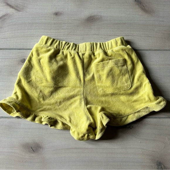 Mini Boden Yellow Towelling Terrycloth Ruffled Hem Shorts - Picture 2 of 2